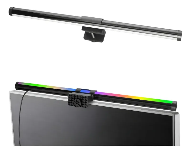 Imagem do produto: Luminária Barra LED Mesa Monitor RGB Tons Luz Leitura Preto