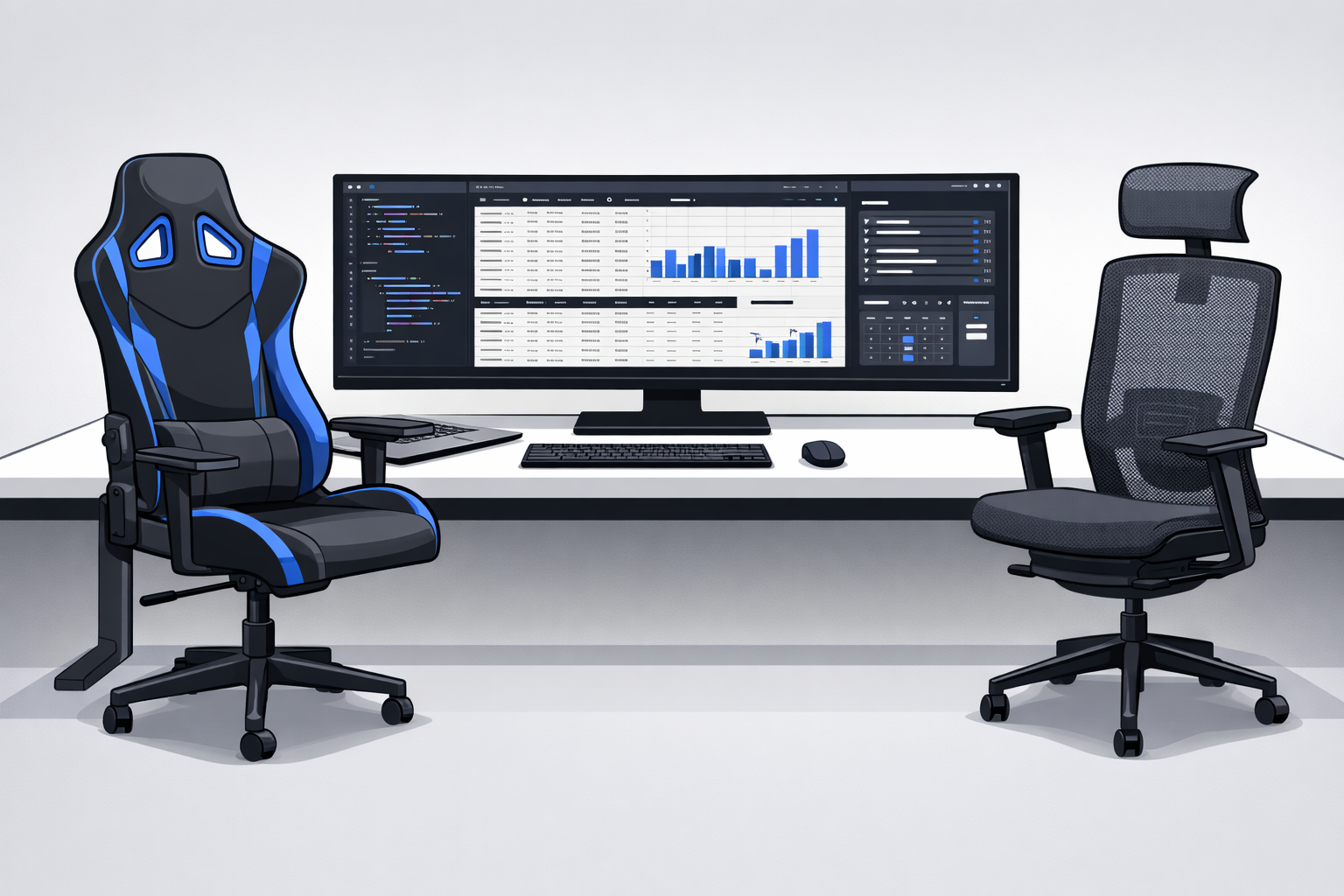 Cadeiras Gamer ou Cadeiras de Escritório? Descubra qual é melhor para quem trabalha muitas horas sentado